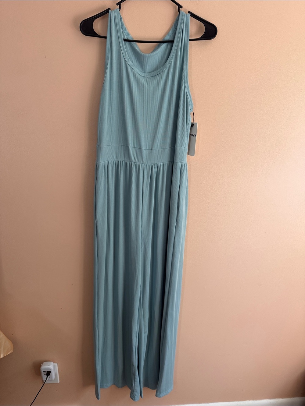 Sleeveless Light Blue Wide-Leg Jumpsuit